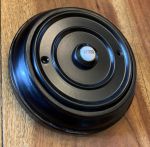 Dark Oak Wooden Plinth with 100mm Round Black Bell Push (BH1008B/MB1420)